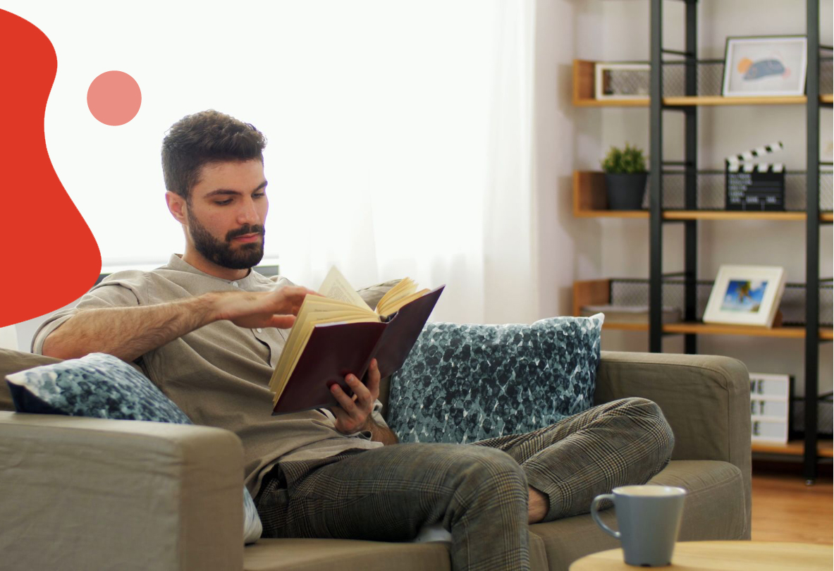 Man Reading Book Background Image